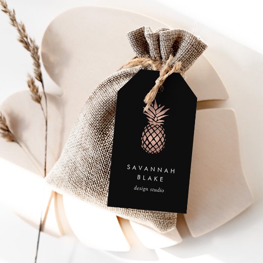 Étiquettes-cadeau Ananas Rose en or Faux