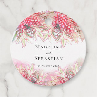 Étiquettes Cadeau Ananas rose exotique Merci Mariage