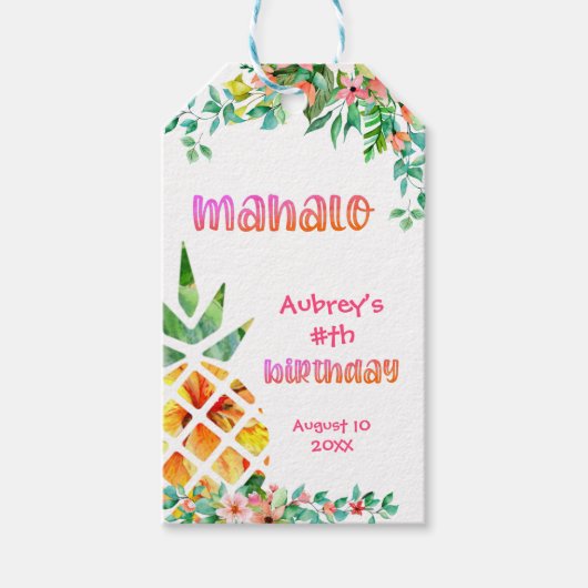 Étiquettes-cadeau Ananas tropical Merci MAHALO (Devant)