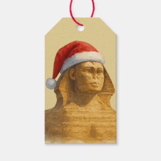 Étiquettes-cadeau Ancient Egypt Sphinx Christmas Watercolor SantaHat