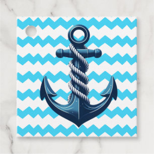 Étiquettes Cadeau Ancrage bleu avec vagues bleues