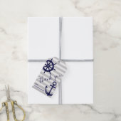 Étiquettes-cadeau Ancre Bateau Roue Merci nautique (Avec de la ficelle)