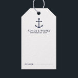 Étiquettes-cadeau Ancre Bleu marine Nautique Mariage Conseils et sou<br><div class="desc">Carte de Tag avec ancre bleu marine et titre en bleu marine Ancre moderne sans serif sur arrière - plan blanc. Parfait pour mariage,  baby shower,  fête d'anniversaire,  douche nuptiale,  fête de bachelorette et toutes les occasions spéciales.</div>