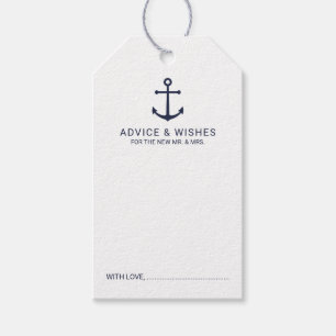 Étiquettes-cadeau Ancre Bleu marine Nautique Mariage Conseils et sou