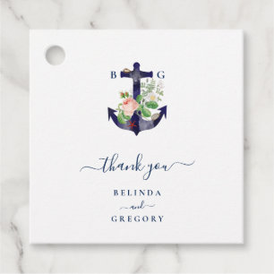 Étiquettes Cadeau Ancre Botanique Floral Nautique Mariage d'été