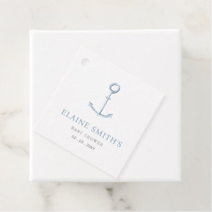 Étiquettes Cadeau Ancre d'aquarelle Baby shower de plage bleu marine
