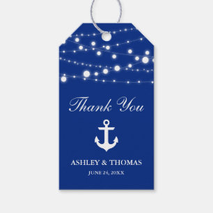 Étiquettes-cadeau Ancre Mariage Nautique Éclairages Bleu