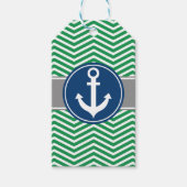 Étiquettes-cadeau Ancre marine verte Chevron (Devant)