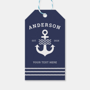Étiquettes-cadeau Ancre maritime marine Ocean Lake House