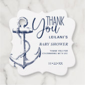 Étiquettes Cadeau Ancre nautique Merci blanc (Devant)