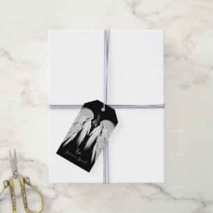 Étiquettes-cadeau ANGE AILES Black Céleste Holly Monogramme