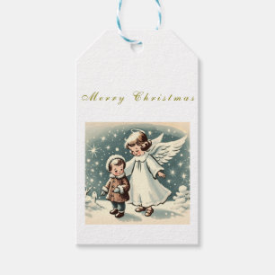 Étiquettes-cadeau Ange et enfant de Noël vintage