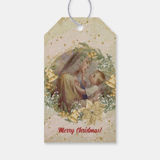 Étiquettes-cadeau Ange Noël Mère et Enfant (Dos)