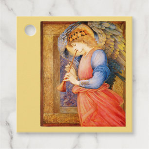 Étiquettes Cadeau Angel jouant de la musique art vintage
