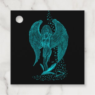 Étiquettes Cadeau Angel perdu en amour, noir et vert Design