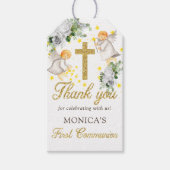 Étiquettes-cadeau Anges de la première communion Parties scintillant (Devant)