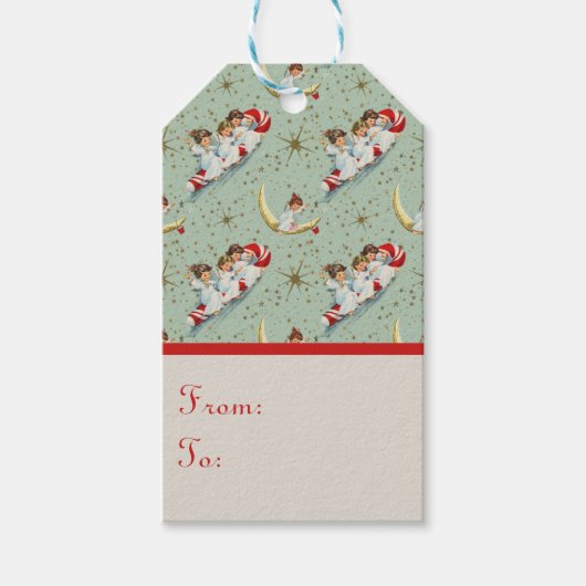 Étiquettes-cadeau Anges de Noël vintage (Devant)