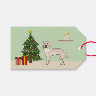 Étiquettes-cadeau Anglais Creme Labrador Retriever Christmas Tree