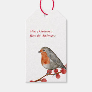 Étiquettes-cadeau Anglais Redmamin Robin Joyeux Noël