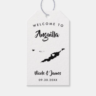 Étiquettes-cadeau Anguilla Mariage Welcome Bag Tags, Island Map