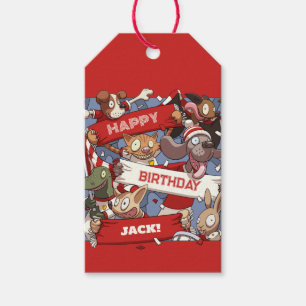 Étiquettes-cadeau Animaux amusants Joyeux Anniversaire Ajouter Votre