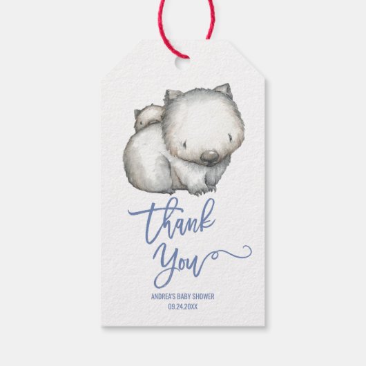 Étiquettes-cadeau Animaux australiens | Wombat Merci (Dos)