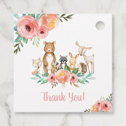 Étiquettes Cadeau Animaux boisés floraux Merci de fête d'anniversair (Dos)