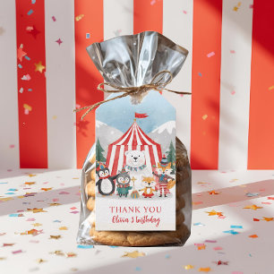 Étiquettes-cadeau Animaux de cirque d'hiver Merci 