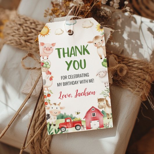 Étiquettes-cadeau Animaux de ferme Barnyard Anniversaire Merci de fê