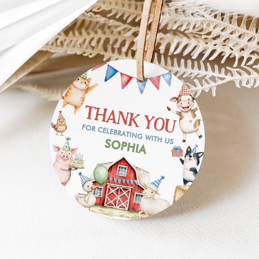 Étiquettes Cadeau Animaux de ferme Barnyard fête d'anniversaire rond