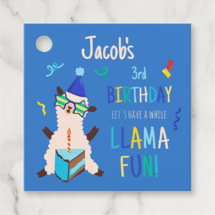 Étiquettes Cadeau Animaux de fête Lama Garçons d'anniversaire Bleu