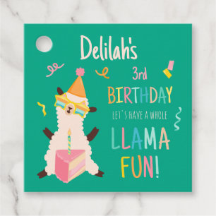 Étiquettes Cadeau Animaux de Fête Llama Anniversaire Filles Vert