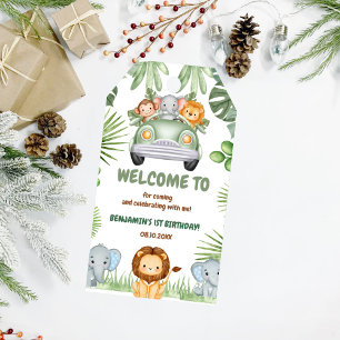 Étiquettes-cadeau Animaux de la Jungle tropicale sauvage Anniversair