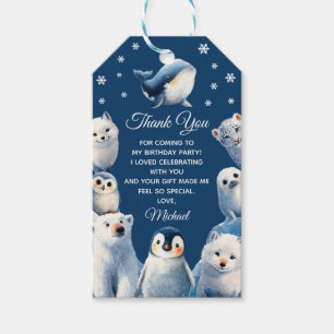 Étiquettes-cadeau Animaux de l'Arctique Merci d'anniversaire pour le