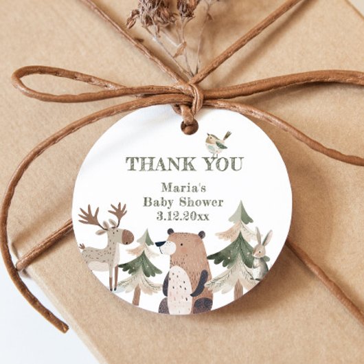 Étiquettes Cadeau Animaux des forêts Merci de l'ours des forêts