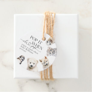 Étiquettes Cadeau Animaux d'hiver Baby shower de côtelettes neutres 