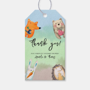 Étiquettes-cadeau Animaux forestiers - merci baby shower