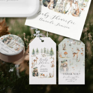 Étiquettes-cadeau Animaux forestiers Ours Cerf mignon Baby shower bo