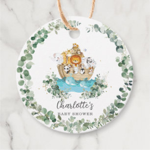 Étiquettes Cadeau Animaux mignons Arche de Noah Verdure Anniversaire