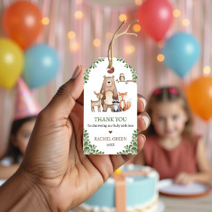 Étiquettes-cadeau Animaux Mignons de la Forêt Baby Shower Boisée
