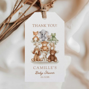 Étiquettes-cadeau Animaux Mignons et Baby Shower à Carreaux