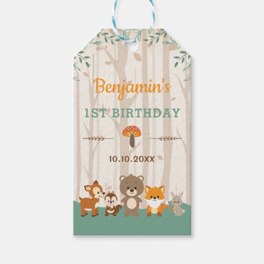 Étiquettes-cadeau Animaux rustiques de bois Baby shower d'anniversai (Devant)