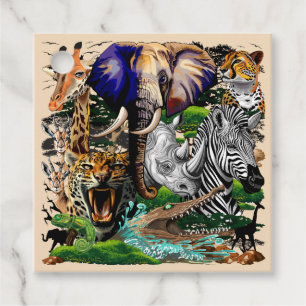 Étiquettes Cadeau Animaux sauvages de la Savane africaine