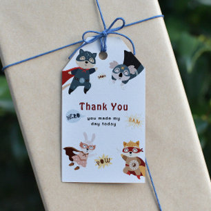 Étiquettes-cadeau Animaux Super-héros Anniversaire Enfants Mignons