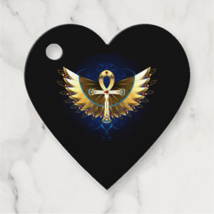 Étiquettes Cadeau Ankh or avec ailes