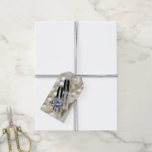 Étiquettes-cadeau Anneaux et perles blanches Mariage Faveur Tags