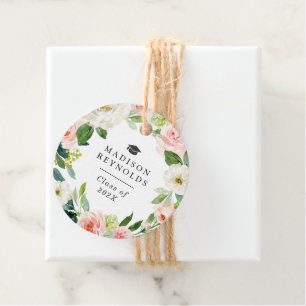 Étiquettes Cadeau Année de classe Graduation Élégant Blush Rose Flor