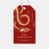 Étiquettes-cadeau Année serpent 2025 Nouvel An chinois rouge (Devant)