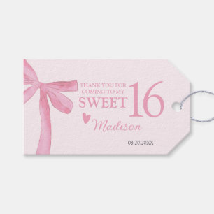 Étiquettes-cadeau Anniversaire 16 Ans Personnalisé Coquette Rose Rub