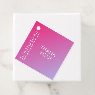 Étiquettes Cadeau Anniversaire 21 Ans Dégradé Rose Moderne Tendance